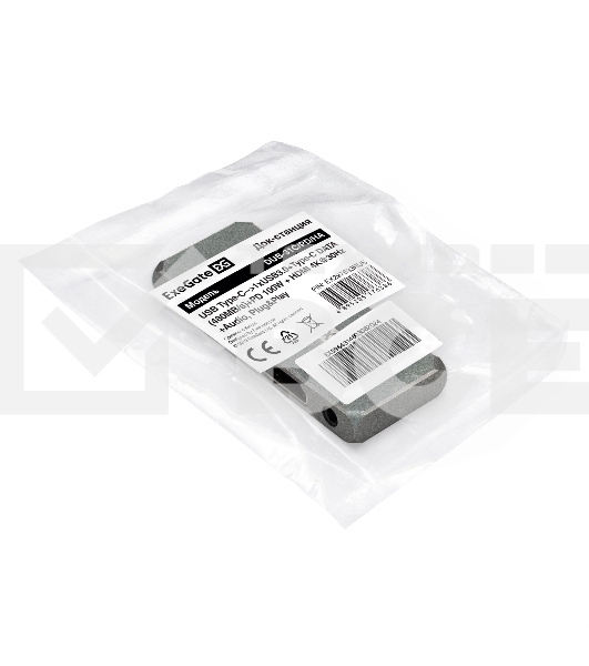 Док-станция 5-в-1 ExeGate DUB-31C/PD/HA (кабель-адаптер USB Type-C --> 1xUSB3.0 + Type-C DATA (480MB/s) + PD 100W + HDMI 4K@30Hz + Audio, Plug&Play, подходит для iPad Pro и мобильных телефонов, серый)