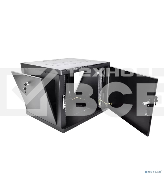 Шкаф телекоммуникационный настенный разборный ЦМО 9U (600 x 650) съемные стенки, дверь металл, черный (ШРН-М-9.650.1-9005)