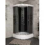 Душевая кабина BAU Stil с поддоном 90x90х215, прозрачное закаленное стекло с черным рисунком 4 мм, матовый профиль, фото 1