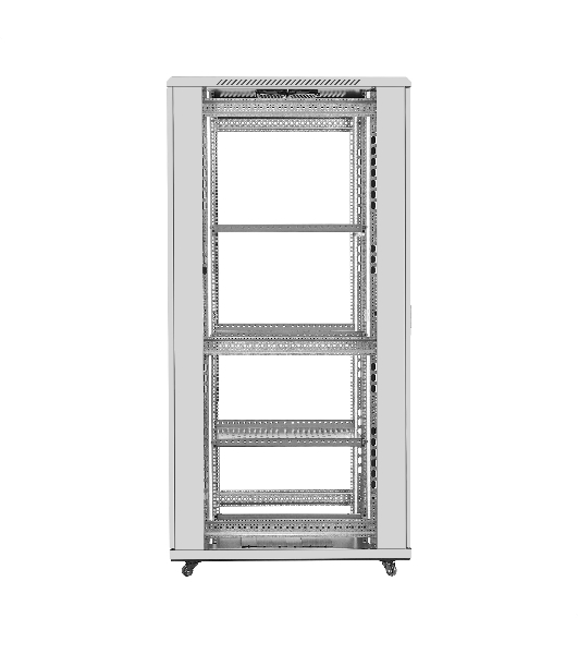 Шкаф телекоммуникационный 19' напольный 42U ExeGate EC-FS-42U.600.1000.V.V.GREY (19”, 42U, 600x1000x2054mm (ШхГхВ), передняя и задняя двери перфорированные, съемные боковые панели, пыле- и влагозащита IP20, встроенный вентиляционный модуль, 1 полка в комплекте, светло-серый RAL 7035, 3 коробки)