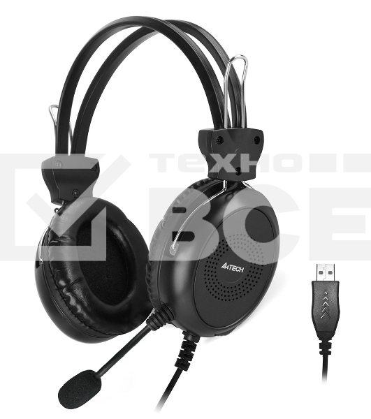 Наушники с микрофоном A4Tech HU-30 черный 2м накладные USB оголовье