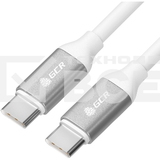 Кабель GCR 1.0m TypeC/TypeC POWER DELIVERY, быстрая зарядка, белый, AL корпус серебро, белый ПВХ, 28/22 AWG, GCR-52362
