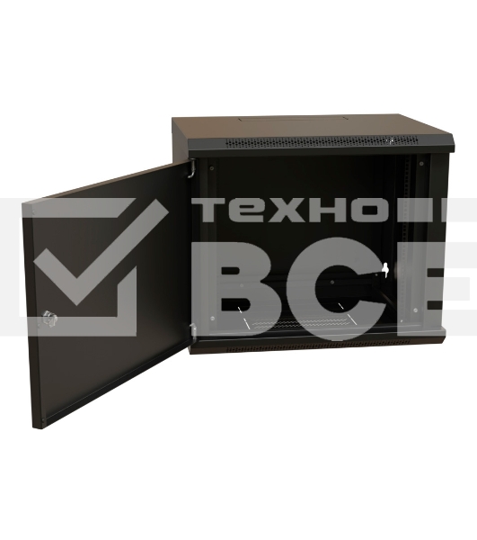 Шкаф коммутационный WRline (WR-TW-1266-SR-RAL9004) настенный 12U 600x600мм пер.дв.металл 2 бок.пан. 60кг черный 520мм 650мм IP20 сталь