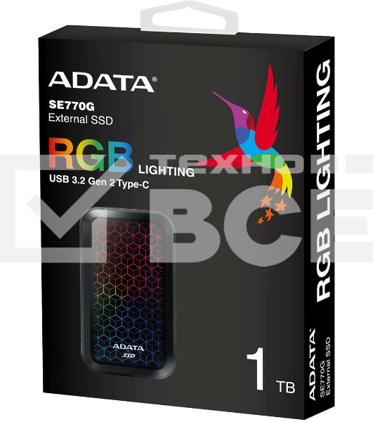 Внешний SSD ADATA SE770G, 1TB, USB 3.2 Gen 2 Type-C, R/W 1000/800, черный