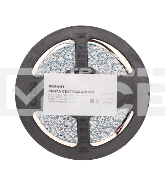 Лента светодиодная 12В, SMD2835, 14,4Вт/м, 120 LED/м, 4000K, 8мм, 5м, IP20 Rexant