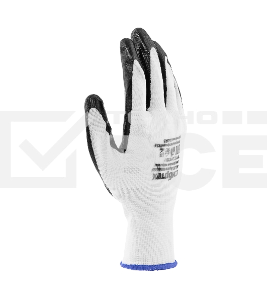 Перчатки полиэфирные Сибртех с черным нитрильным покрытием, размер 9, 13 класс вязки