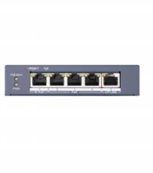 Коммутатор Hikvision DS-3E0505HP-E, 5×1 Гбит/с (4×PoE/Hi-PoE), неуправляемый