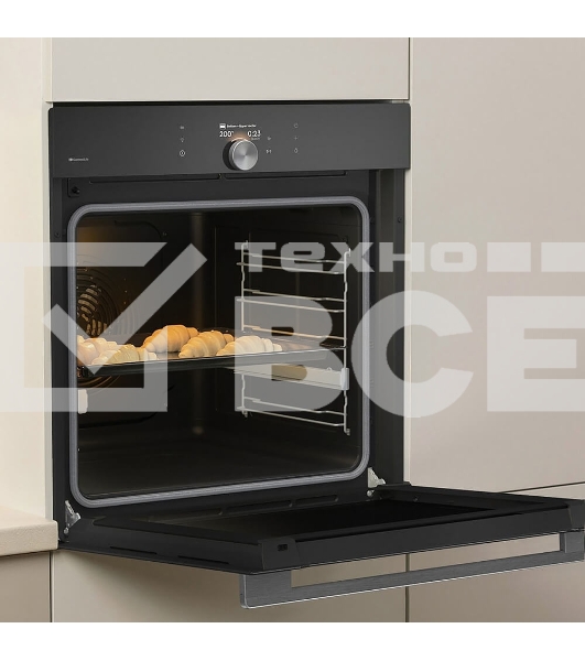 Встраиваемая электрическая духовка Gorenje BP6138B, объем 77 л, макс. температура 320 градусов, сенсорное/поворотное управление, Wi-Fi, пиролитическая очистка, телескопические направляющие на одном уровне, термощуп, AirFry, автоматические программы, динамическая система охлаждения, многоуровневое приготовление, PerfectGrill, энергоэффективность А+, черный