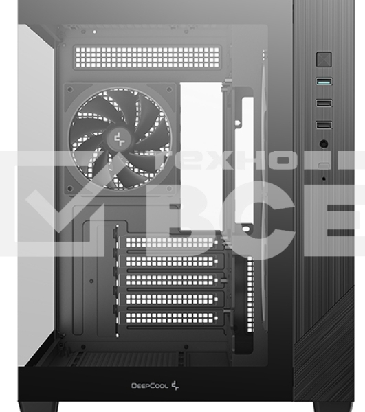 Компьютерный корпус Deepcool CG330 3F без БП, боковое окно (панорама), 3x120мм ARGB PWM вентилятора, черный, mATX
