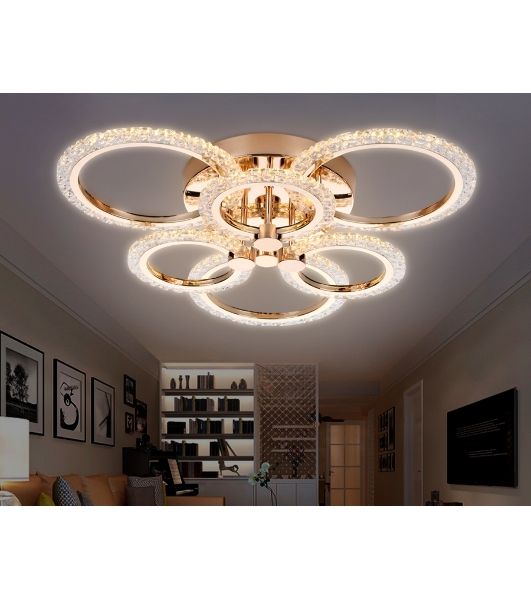 Потолочный светодиодный светильник FA418/3+3 GD золото 90W 580*540*120 (ПДУ РАДИО 2.4G)
