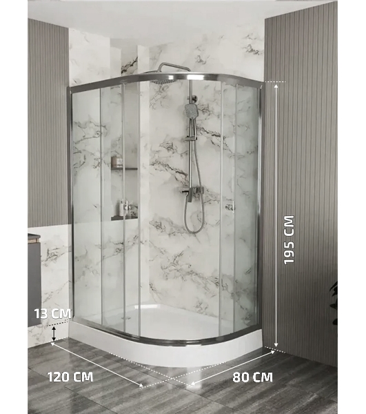 Душевой уголок BAU Dream Hit с поддоном 120x80х195, прозрачное закаленное стекло, хромированный профиль, правая