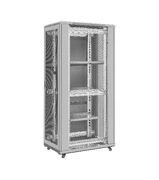 Шкаф телекоммуникационный 19' напольный 42U ExeGate EC-FS-42U.600.1000.V.V.GREY (19”, 42U, 600x1000x2054mm (ШхГхВ), передняя и задняя двери перфорированные, съемные боковые панели, пыле- и влагозащита IP20, встроенный вентиляционный модуль, 1 полка в комплекте, светло-серый RAL 7035, 3 коробки)