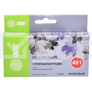 Картридж струйный Cactus CS-CLI481XXLPB фото голубой (12мл) для Canon Pixma TS8140/TS9140