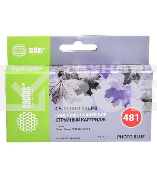 Картридж струйный Cactus CS-CLI481XXLPB фото голубой (12мл) для Canon Pixma TS8140/TS9140