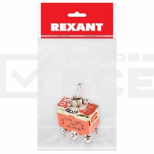 Тумблер 250V 15А (6c) ON-OFF-ON двухполюсный(KN-203)Rexant Индивидуальная упаковка 1 шт