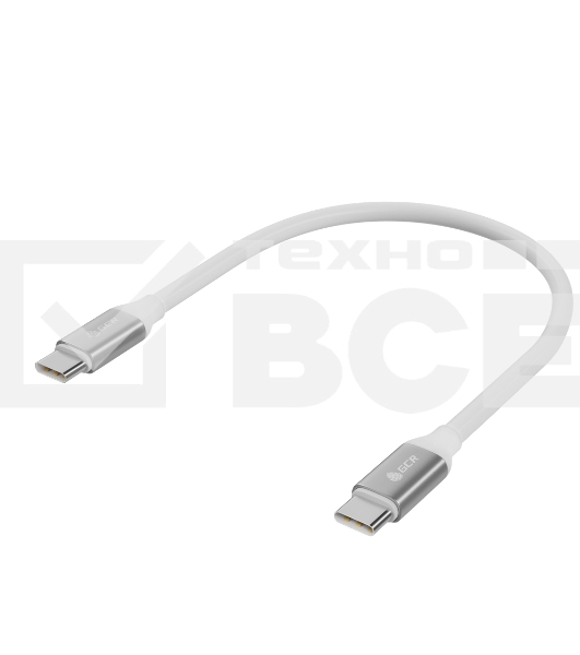 Кабель GCR 1.0m TypeC/TypeC POWER DELIVERY, быстрая зарядка, белый, AL корпус серебро, белый ПВХ, 28/22 AWG, GCR-52362
