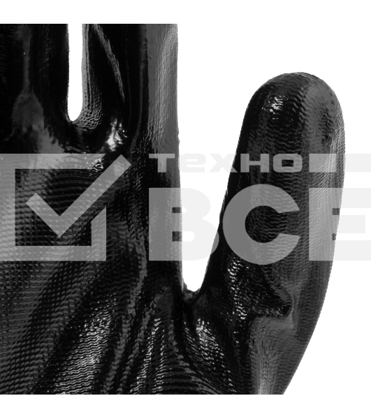 Перчатки полиэфирные Сибртех с черным нитрильным покрытием, размер 9, 13 класс вязки