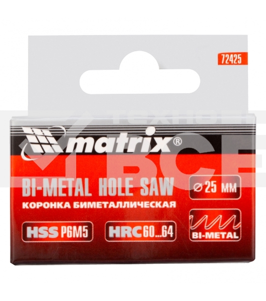 Коронка MATRIX BIMETAL, 25 мм 72425