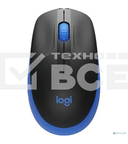 Мышь беспроводная Logitech M190 черный/синий, 1000 dpi, радиоканал, USB, кнопки - 3