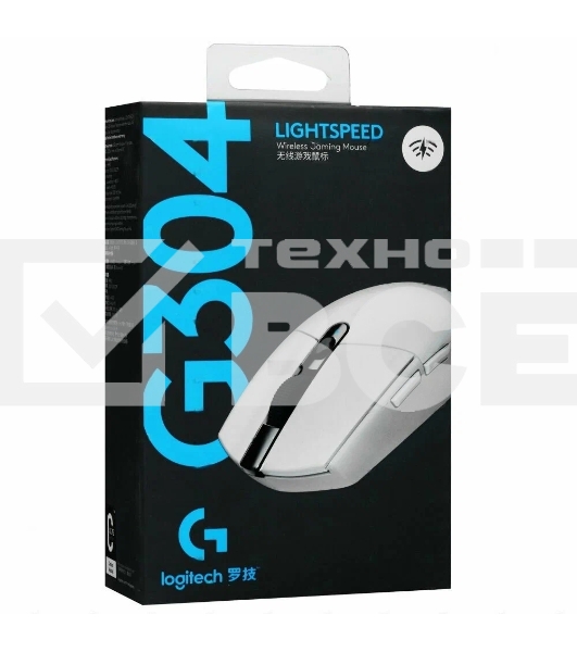 Мышь беспроводная Logitech G304 Lightspeed белый, 12000 dpi, радиоканал, USB, кнопки - 6