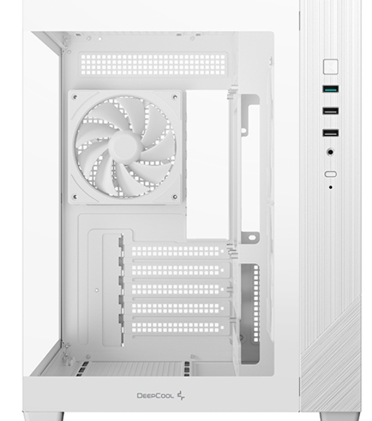 Компьютерный корпус Deepcool CG330 3F WH без БП, боковое окно (панорама), 3x120мм ARGB PWM вентилятора, белый, mATX (R-CG330-BKNGM3-G)