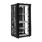 Шкаф телекоммуникационный 19' напольный 42U ExeGate EC-FS-42U.800.1000.G.V.BLACK (19”, 42U, 800x1000x2054mm (ШхГхВ), передняя дверь закаленное стекло, задняя двойная перфорированная дверь, съемные боковые панели, пыле- и влагозащита IP20, встроенный вентиляционный модуль, 1 полка в комплекте, черный RAL 9004, 3 коробки), фото4