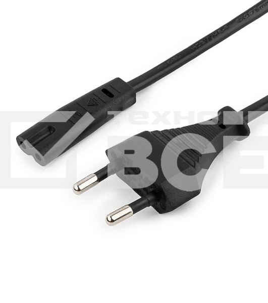 Кабель питания для ноутбуков, аудио/видео техники Gembird PC-184/2-0.5М, 0.5м, 2-pin, черный, пакет