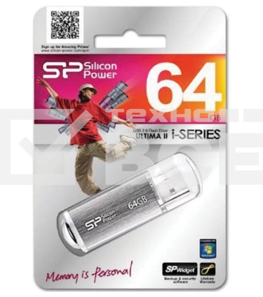 Флэш Диск Silicon Power USB Drive 64Gb Ultima II SP064GBUF2M01V1S {USB2.0, Silver}