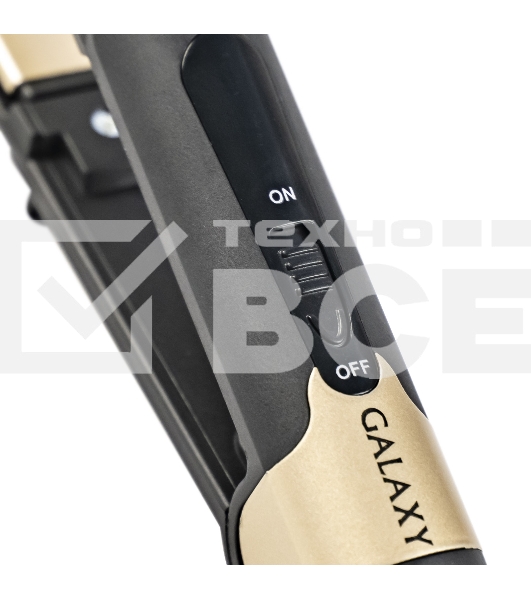 Щипцы для волос Galaxy Line GL 4519, черный, 40 Вт, максимальная температура 180°С, керамическое покрытие поверхностей, индикатор работы, ножка-подставка для обеспечения защиты от нагрева поверхности стола, шнур питания, вращающийся на 360°, подвесная пет