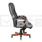 Кресло руководителя Бюрократ T-9925WALNUT/BLACK черный, кожа, крестовина дерево, фото12