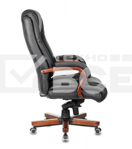Кресло руководителя Бюрократ T-9925WALNUT/BLACK черный, кожа, крестовина дерево