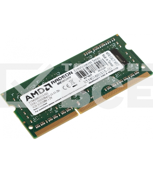 Оперативная память AMD Radeon R5, DDR3, 4GB (1x4GB), 1600MHz, CL11, SO-DIMM