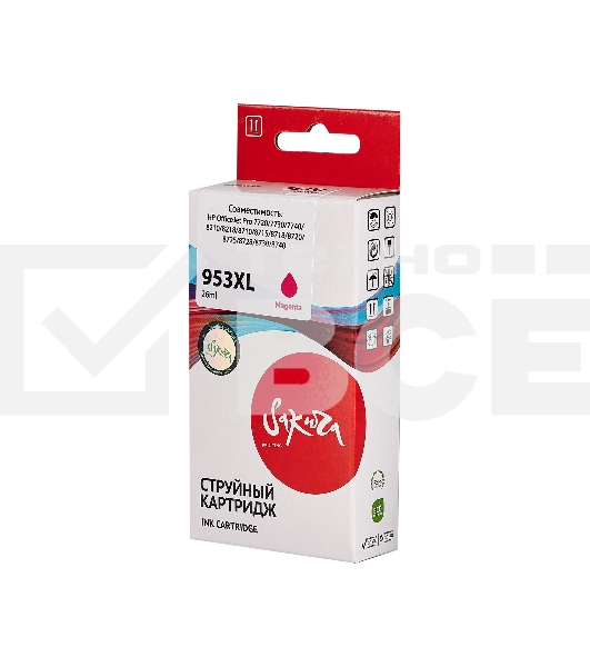 Струйный картридж Sakura F6U17AE (№953XL Magenta) для HP, пурпурный, 26 мл., 1600 к.