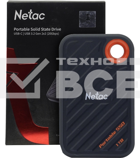 Накопитель SSD External Netac 1.0Tb ZX20 <NT01ZX20-001T-32BL> (USB3.2 Gen2 x2 Type C, up to 2000/1800MBs, 71.5x43.5x8mm, Plastic) Black
