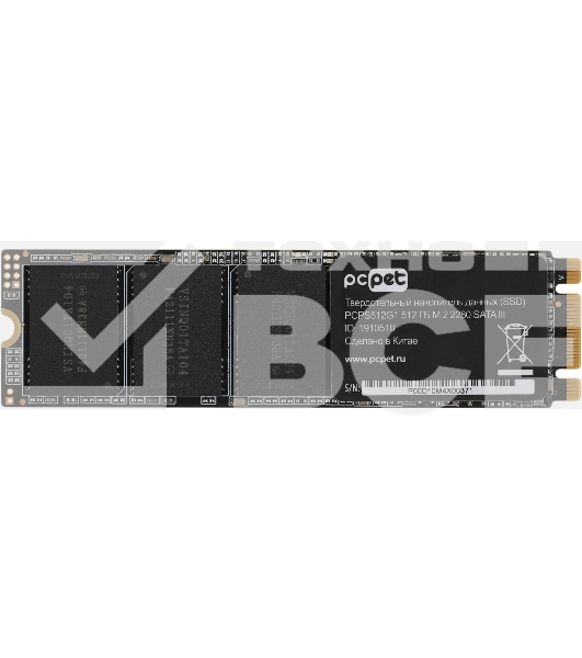 Накопитель SSD PC PET PCPS512G1, 512GB, SATA-III, M.2 2280, R/W 500/450