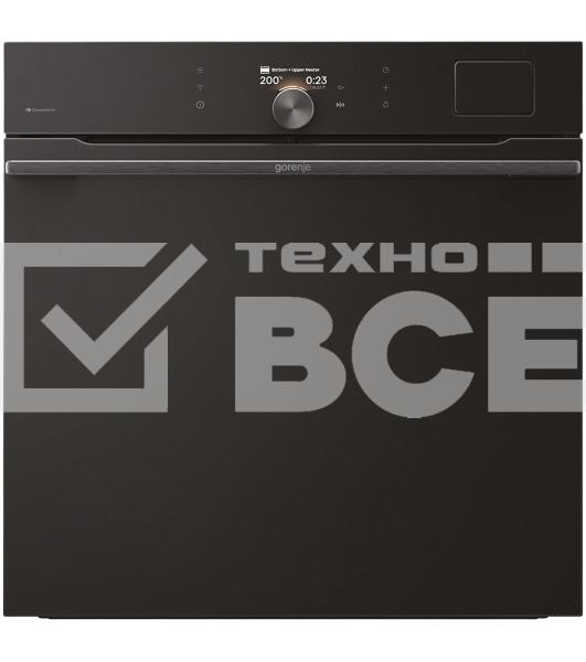 Встраиваемая электрическая духовка Gorenje BFS6148B, объем 77 л, макс. температура 230 градусов, сенсорное/поворотное управление, Wi-Fi, пар (FullSteam), сувид, AirFry, автоматические программы, телескопические направляющие на одном уровне, термощуп, динамическая система охлаждения, многоуровневое приготовление, PerfectGrill, энергоэффективность А+, черный