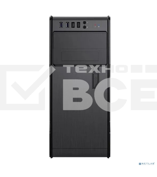 Компьютерный корпус PowerCool без ТМ, S1008BK-2U3C-NP NP (MidiTower, БЕЗ БП, черный, 2*USB3.0+2*USB Type-C +HD Audio)