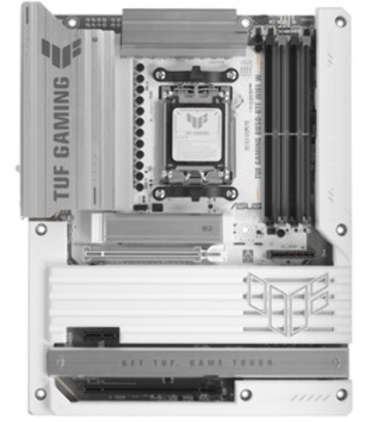 Материнская плата ASUS TUF GAMING B850-BTF WIFI W, AM5, AMD B850, 4xDDR5, 4xSATA, 3xM.2, 1xPCIe 5.0 x16, 1xPCIe 4.0 x16, 1xPCIe 3.0 x1, 1xDP, 1xHDMI, 1x2.5Gb LAN, Wi-Fi 7, Bluetooth 5.4, 1xUSB-C 20Gbps, 3xUSB-A 10Gbps, 4xUSB-A 5Gbps, 2xUSB-A 2.0, 5x3.5 мм, 7.1, ATX