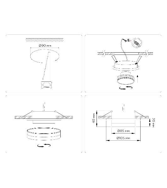 Светильник Ambrella light TN5214 WH белый GX53 max 15W D105*40