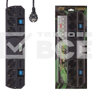 Сетевой фильтр Most TRG 5 м (10 розеток) черный, коробка