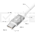Кабель GCR 1.0m TypeC/TypeC POWER DELIVERY, быстрая зарядка, белый, AL корпус серебро, белый ПВХ, 28/22 AWG, GCR-52362, фото2