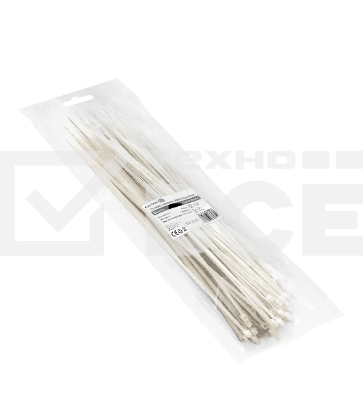 Стяжка (хомут) нейлоновая ExeGate EX293129RUS CV66-500x4.8W (нейлон 6.6, 500x4.8мм, неоткрывающаяся, halogen free, -40°C - +85°C, белая, 100 шт)