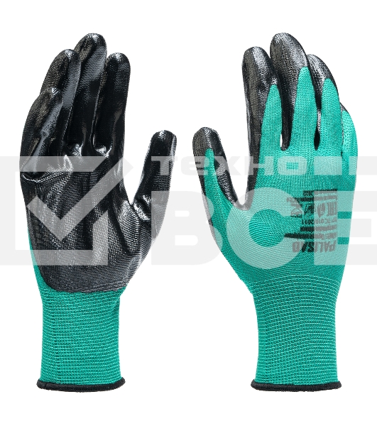 Перчатки полиэфирные Palisad с черным нитрильным покрытием, размер 9, 13 класс вязки