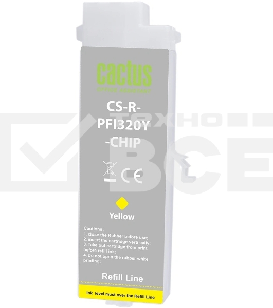 Картридж струйный Cactus CS-R-PFI320Y-CHIP PFI-320Y желтый (260мл) для Canon imagePROGRAF TM-200/200MFP/205/300/300MFP/305/250/255/350/355 с чипом