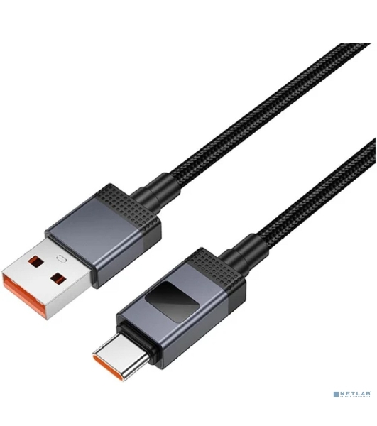 Кабель USB2.0 Hoco AM/Type-C, 5А, с дисплеем, X118, 1м, черный, коробка