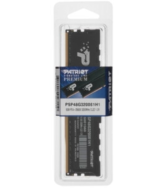 Оперативная память Patriot Signature Premium, DDR4, 8GB (1x8GB), 3200 MHz, CL22, с радиатором, чёрный