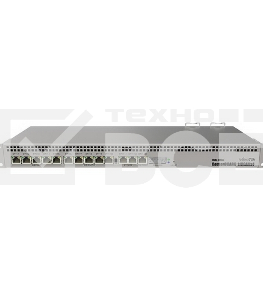 Маршрутизатор MikroTik RouterBOARD 1100Dx4 with Annapurna Alpine AL21400 Cortex A15 CPU (4-cores, 1.4GHz per core), 1GB RAM, 13xGbit LAN, 60GB M.2 drive, RouterOS L6, 1U rackmount case, Dual PSU