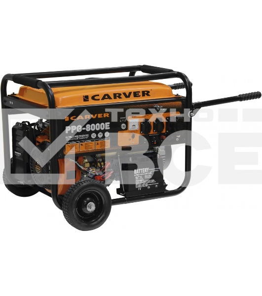 Электрогенератор бензиновый Carver PPG-8000Е, 6.5 кВт, 78 дБ, 88 кг