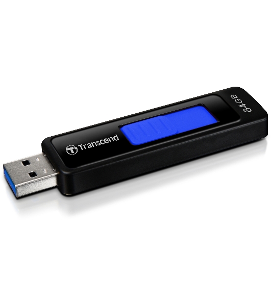 Флешка USB Transcend JetFlash 760 (TS64GJF760), 64Gb, USB 3.0, R/W 130/40, черный/синий