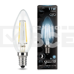Лампа светодиодная филаментная Black Filament 11Вт свеча 4100К E14 Gauss 103801211
